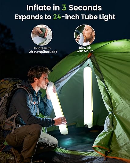Inflatable Solar Camping Lantern,USB Rechargeable,4 Lighting Modes,IP66 Waterproof,Portable and Lightweight Tent Light(BUY 1 GET 1 FREE)